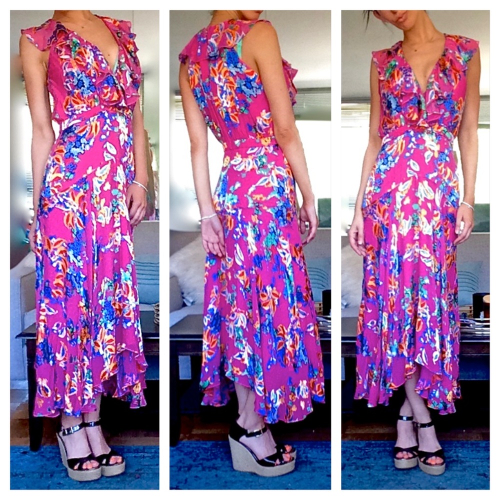 Saloni Rita Devoré-Chiffon Midi Dress